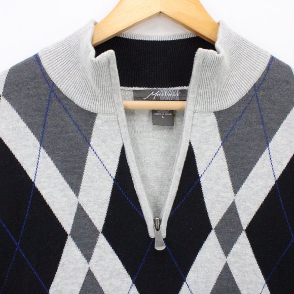 Method Sweater Mens Gray Diamond Graphic V Neck Pullover Long Sleeve Large L - Picture 6 of 10